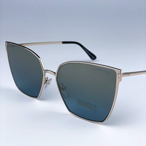NEW Tom Ford FT0653/S 28V Gold Rose Blue Mirrored Metal Cat Eye Women Sunglasses main image 11